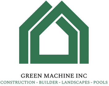 A logo for Green Machine Inc. features a house with a green roof and a white triangle. AI generated content
