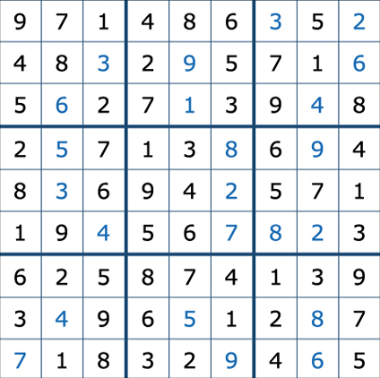 A blue grid of numbers with the number 9 in the top right corner. AI generated content