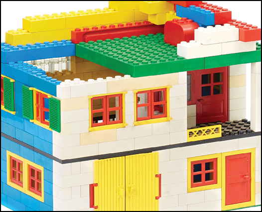 BUDAPEST, HUNGARY - OCTOBER 29, 2017: Lego house made of classic building blocks under construction